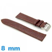 Bracelet cuir 8 mm  de montre Alligator
