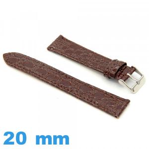 Bracelet cuir véritable de montre 20mm Plat Crocodile