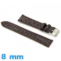 Bracelet 8 mm montre  cuir véritable Crocodile