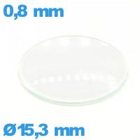 Verre bombé montre en verre minéral circulaire 15,3 mm