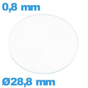 Verre 28,8 mm circulaire plat de montre en verre minéral