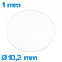 Verre circulaire 10,2 mm plat montre verre minéral