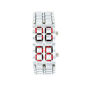 Montre Samurai Argenté LED Rouge - Femme