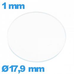 Verre plat en verre minéral circulaire 17,9 mm montre