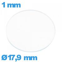 Verre plat en verre minéral circulaire 17,9 mm montre