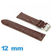Bracelet cuir véritable Crocodile pour montre 12 mm 