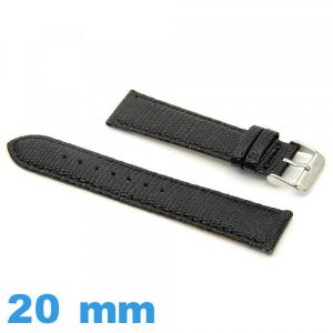 Bracelet cuir Lézard Noir montre 20 mm Rembourré