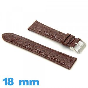 Bracelet pour montre  18mm marron cuir véritable Crocodile
