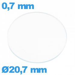 Verre 20,7 mm circulaire plat pour montre verre minéral