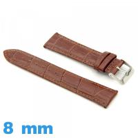 Bracelet cuir montre 8 mm Rembourré Alligator