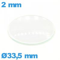 Verre en verre minéral bombé pour montre circulaire 33,5 mm