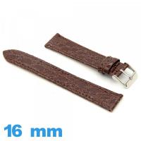 Bracelet pour montre Plat 16 mm marron cuir véritable Crocodile