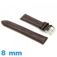 Bracelet montre cuir Alligator Rembourré 8 mm