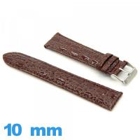 Bracelet 10 mm montre Rembourré cuir Crocodile