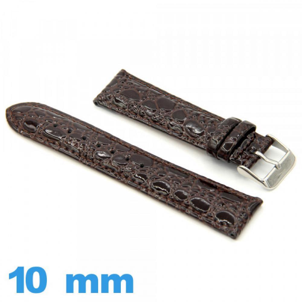 Bracelet En Cuir De Crocodile Véritable Rembourré 20mm - Couleur Or/Marron - Fabriqué En Italie