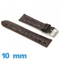 Bracelet cuir Rembourré 10mm de montre Crocodile