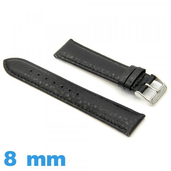 Bracelet Montre Cuir Véritable Speidel 923730 Noir Grain Alligator - Neuf étiquettes