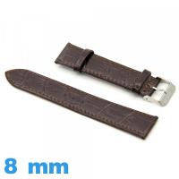Bracelet cuir pour montre 8 mm  Alligator