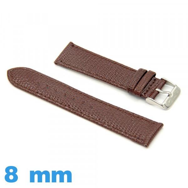 Bracelet de montre cuir velours bleu - surpiqûres ton sur ton