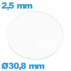 Verre plat verre minéral circulaire 30,8 mm pour montre