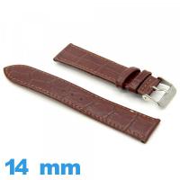 Bracelet cuir véritable Plat 14 mm de montre Alligator