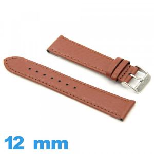 Bracelet pour montre Plat cuir véritable 12 mm Grain Buffalo