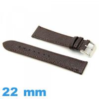Bracelet montre Plat 22mm marron foncé cuir Lézard