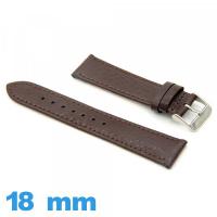 Bracelet 18mm montre brun cuir Plat Grain Buffalo
