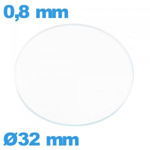 Verre plat verre minéral montre circulaire 32 mm