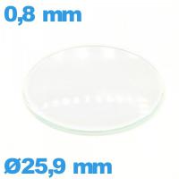 Verre en verre minéral circulaire bombé 25,9 mm pour montre