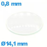 Verre bombé circulaire verre minéral 14,1 mm montre
