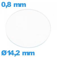 Verre plat verre minéral circulaire 14,2 mm montre