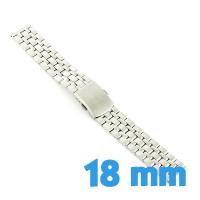 Bracelet en métal argenté pour montre pas cher 18 mm fermoir bouton