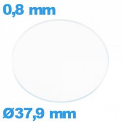 Verre plat de montre en verre minéral 37,9 mm circulaire