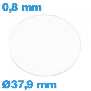 Verre plat de montre en verre minéral 37,9 mm circulaire