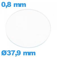 Verre plat de montre en verre minéral 37,9 mm circulaire