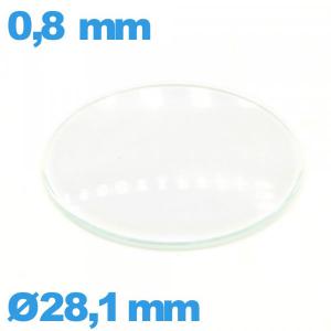 Verre en verre minéral bombé montre circulaire 28,1 mm