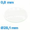 Verre en verre minéral bombé montre circulaire 28,1 mm
