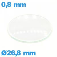 Verre circulaire 26,8 mm verre minéral bombé montre