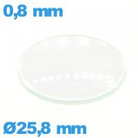 Verre bombé circulaire verre minéral 25,8 mm de montre