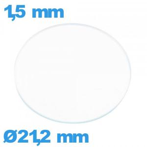 Verre plat 21,2 mm montre en verre minéral circulaire