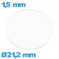Verre plat 21,2 mm montre en verre minéral circulaire
