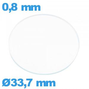 Verre plat en verre minéral circulaire 33,7 mm de montre