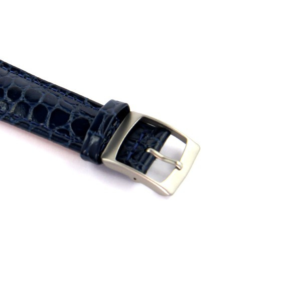 Bracelet De Montre De Rechange Ingersoll - Cuir Bleu Crocodile - Largeur 23 Mm - Fermoir Déployant Papillon - Neuf Avec étiquettes