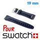 Bracelet compatible montre Swatch pas cher cuir bleu 19 mm