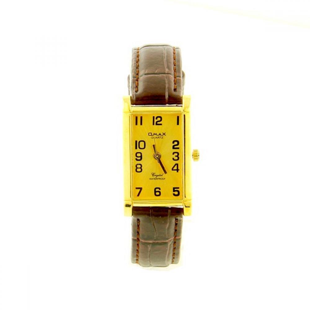 Montre OMAX Classique Homme - Mouvement Seiko - Cadran Gris, Boîtier Or - Cuir Marron - Neuf Avec étui