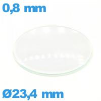 Verre circulaire 23,4 mm en verre minéral bombé montre