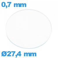 Verre circulaire 27,4 mm plat montre verre minéral