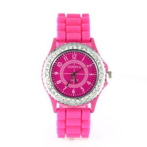 Montre pas chère Geneva silicone rose pas chère strass