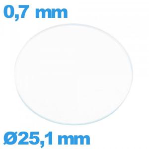 Verre 25,1 mm circulaire plat de montre en verre minéral